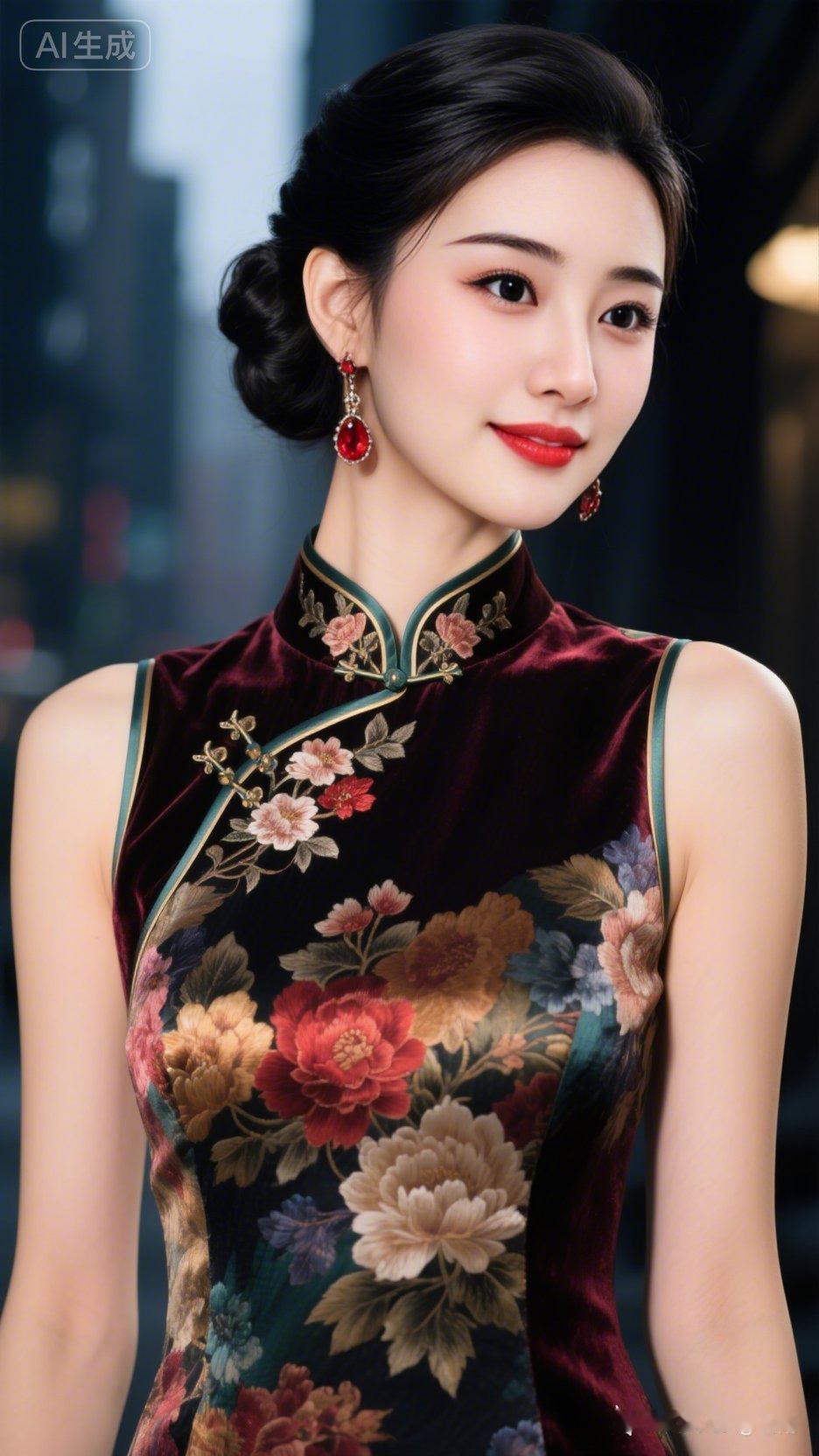 优雅东方美，红唇与花旗袍的完美融合！