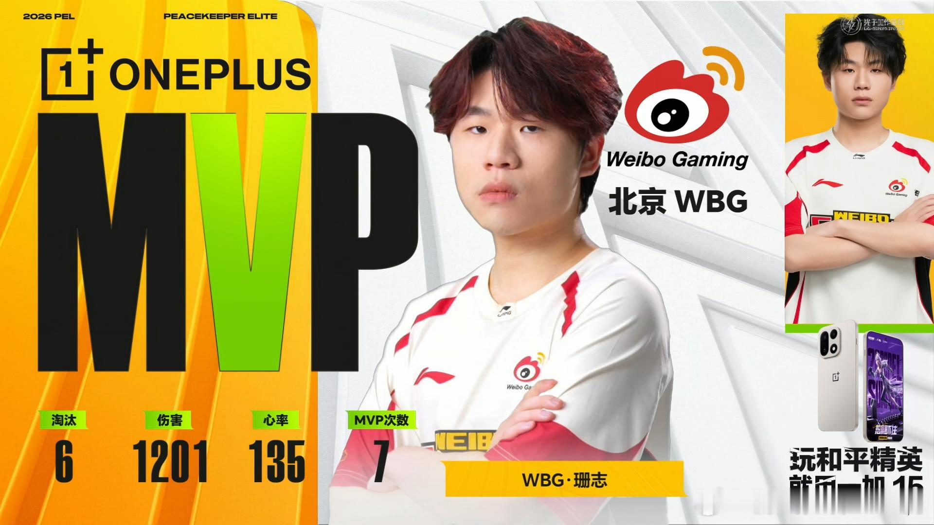 WBG珊志周决赛MVP恭喜WBG珊志拿下第六周周决赛MVP，太厉害了！ 