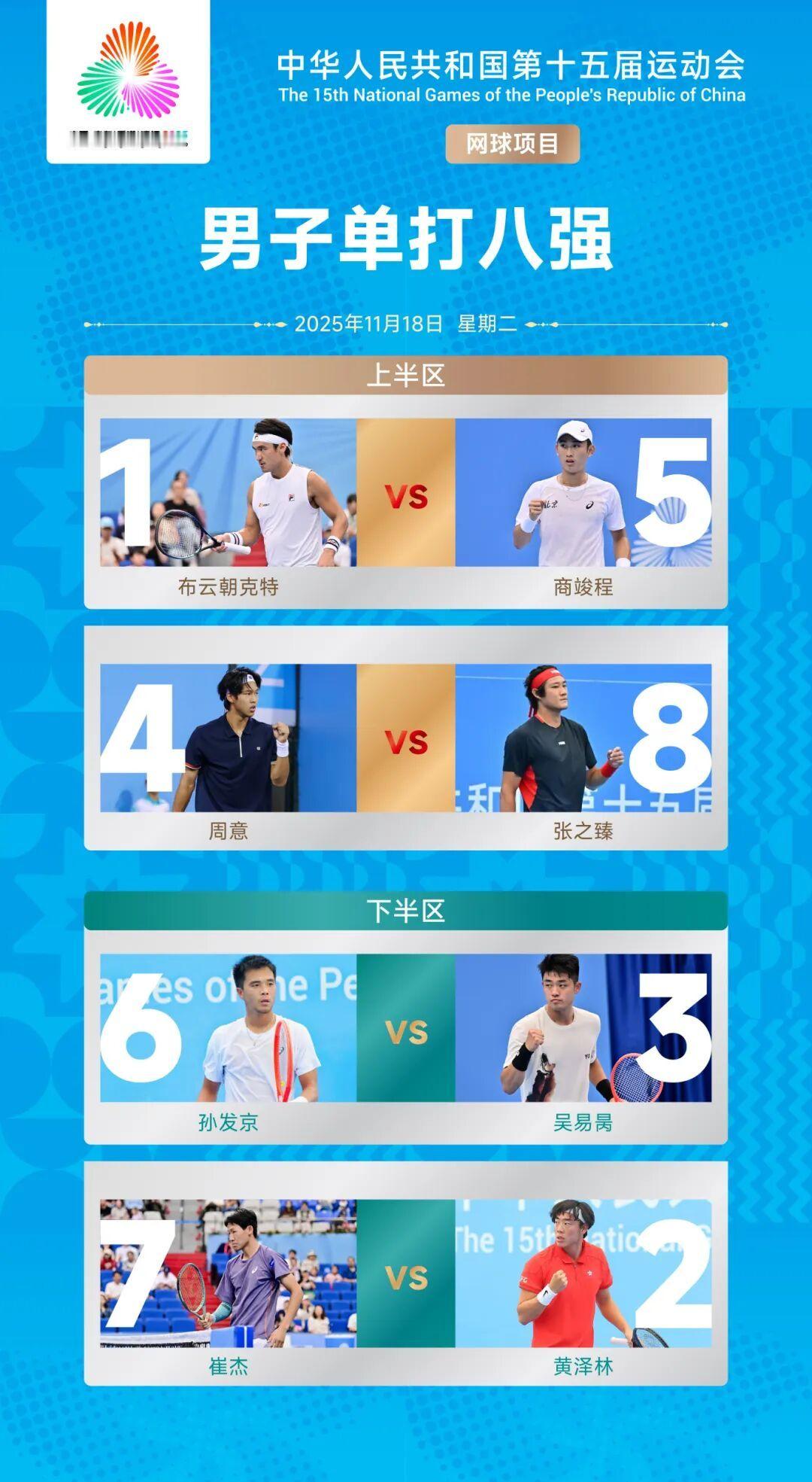 男女单打八强对阵 
