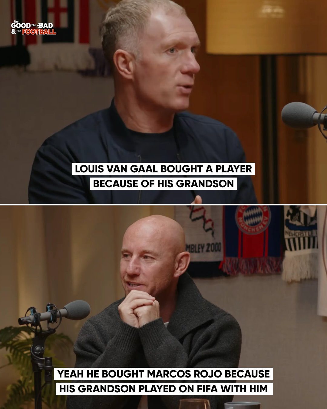 斯科尔斯：显然，范加尔是通过他的孙子引进了一名球员。他孙子在玩FIFA游戏时，向