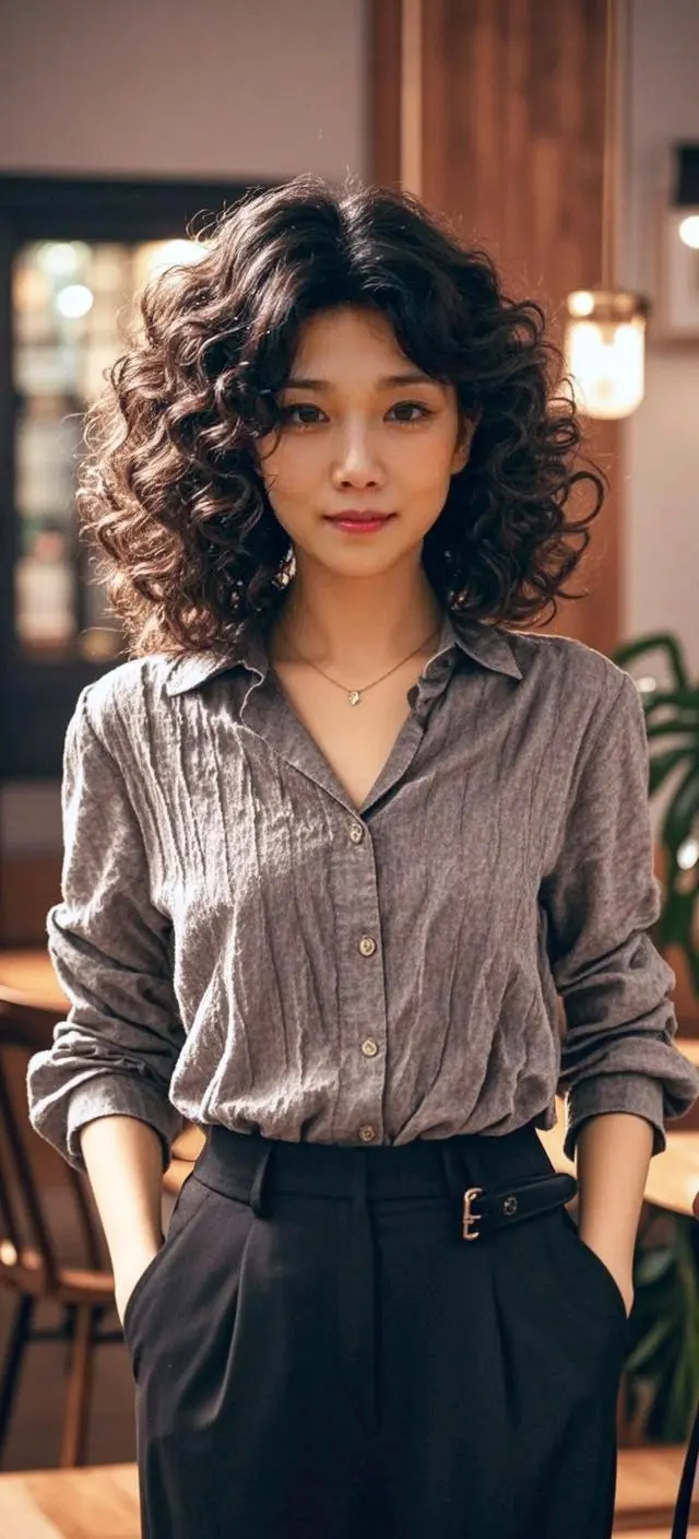 AI复古灰衣女郎