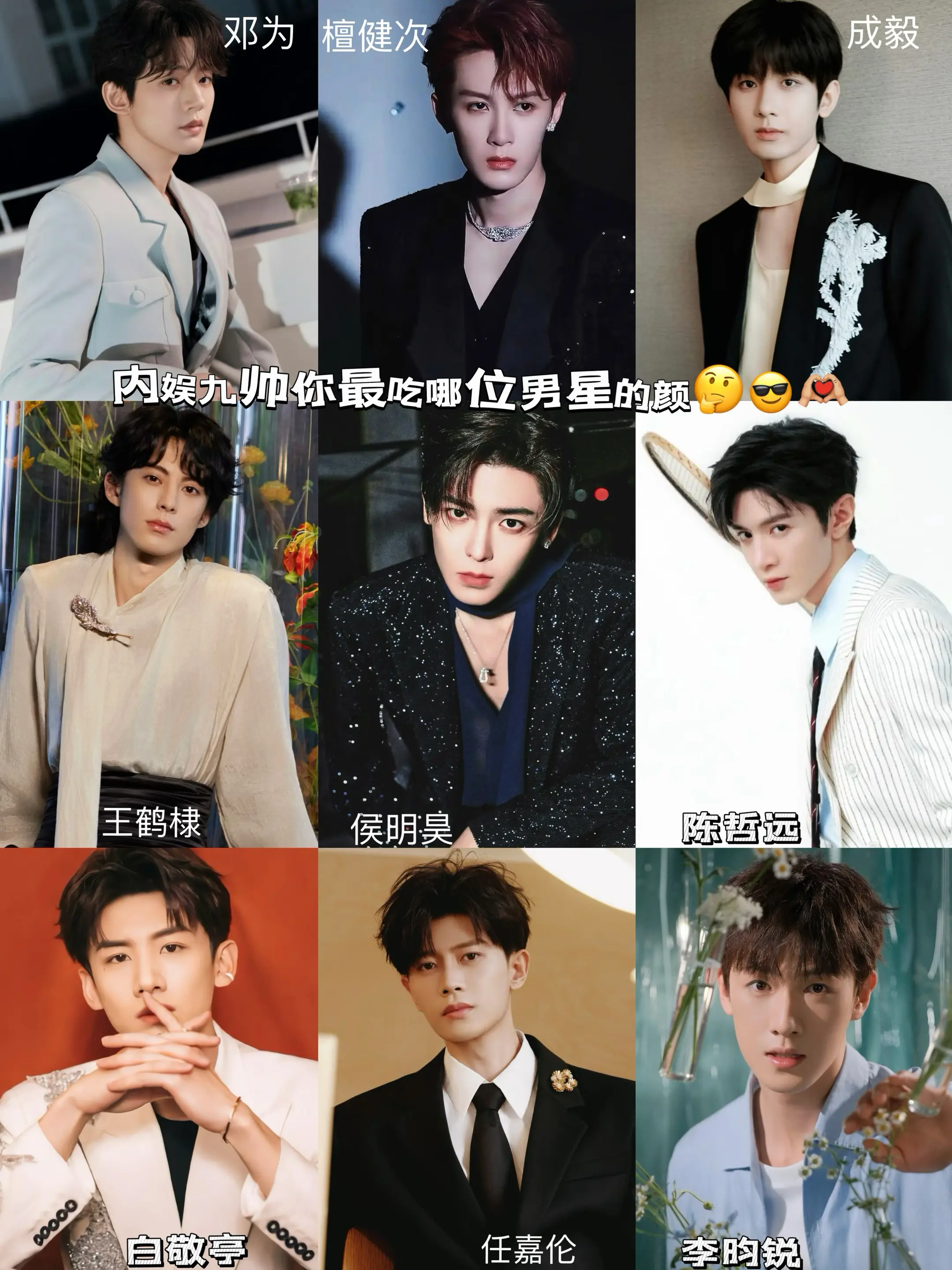 内娱九帅 你最吃哪一位男星的颜？🤔。