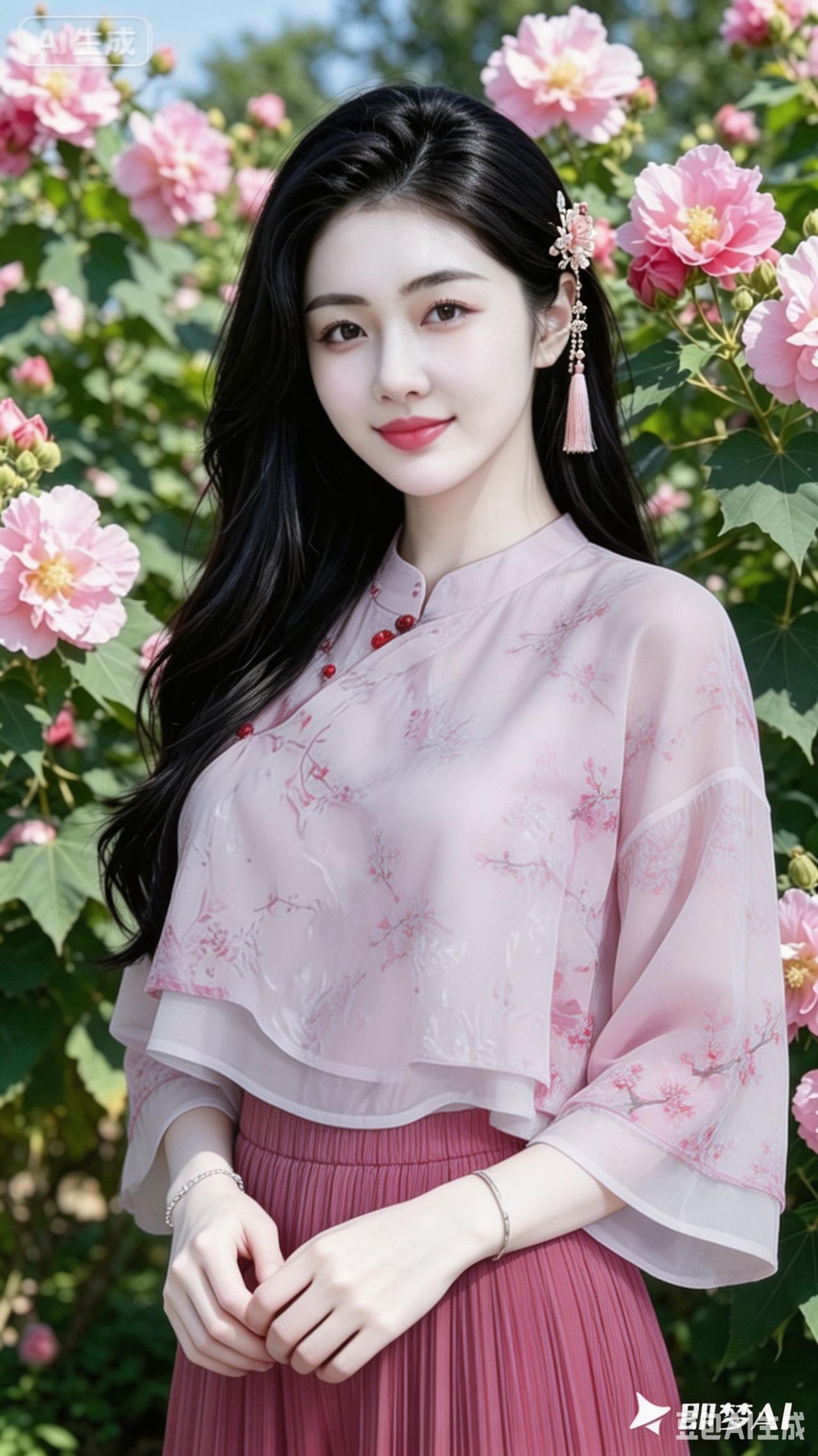粉嫩少女风，花海中的仙气少女🌸💕