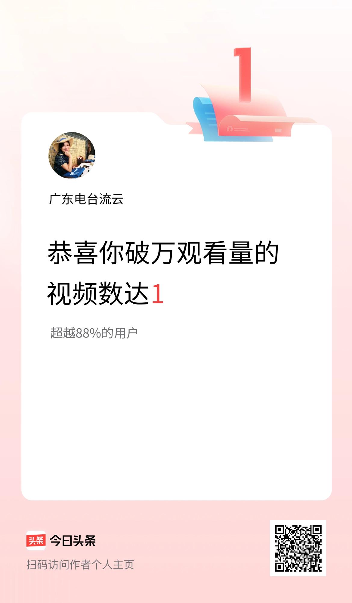 我在头条有1条视频播放量破万了！