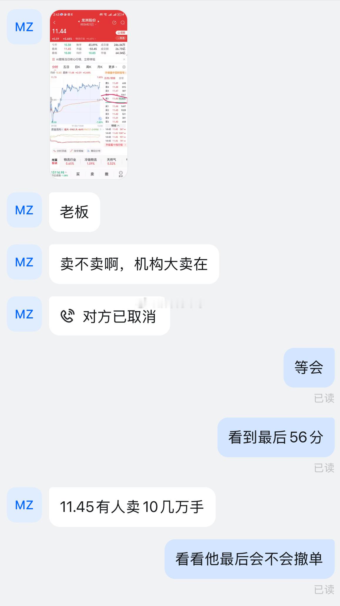 龙洲股份果然被我说对了！还好格局可以一半最后时刻撤单10几万手！ 