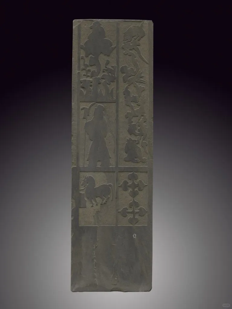 门吏图门柱画像石（左侧）