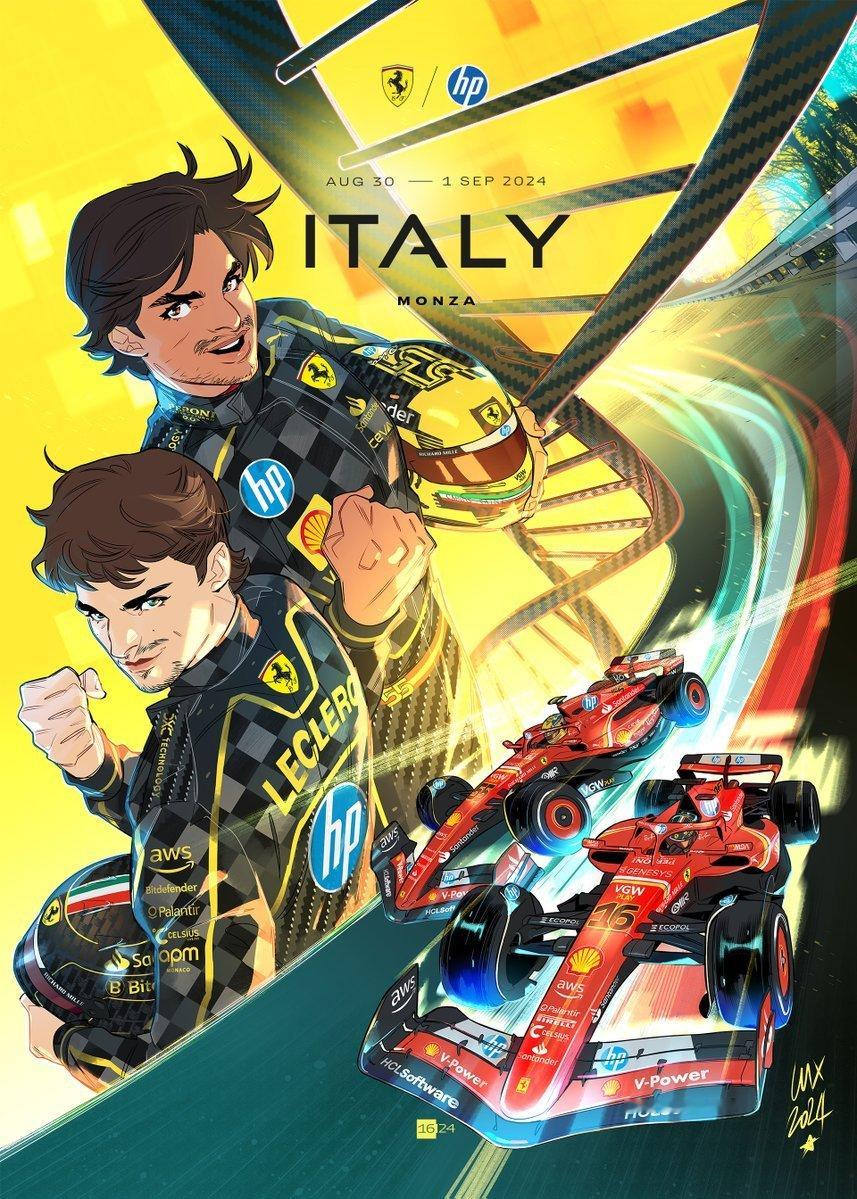 法拉利车队 本周F1意大利🇮🇹大奖赛的主场官方海报！#F1##赛车##202