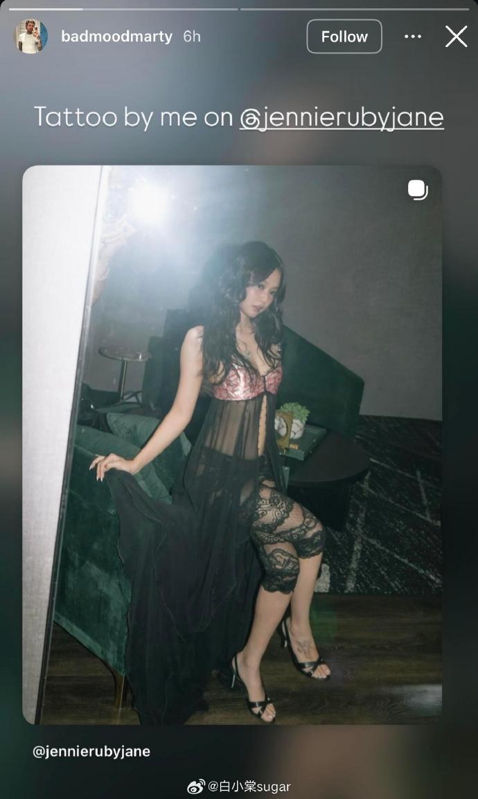 Jennie小天使纹身Jennie脚背 脚背藏着浪漫，Jennie基路伯小天使纹