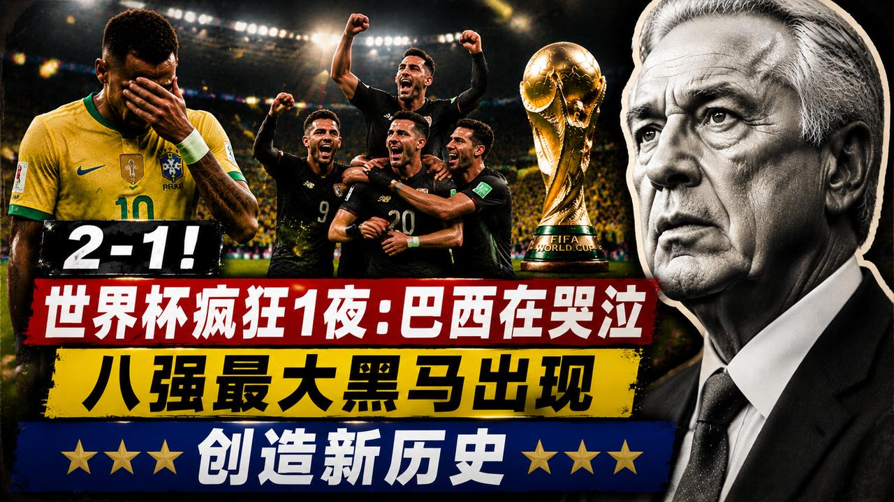 2-1！世界杯疯狂1夜：巴西在哭泣，八强最大黑马出现，创造新历史
五星巴西怎么就