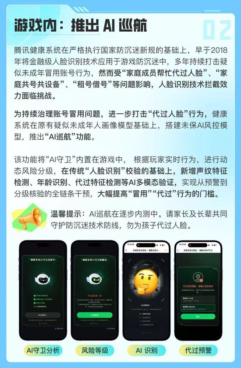 腾讯游戏推出AI防沉迷模式暑期未成年人每周限玩3小时省流版：AI双引擎=家长语音