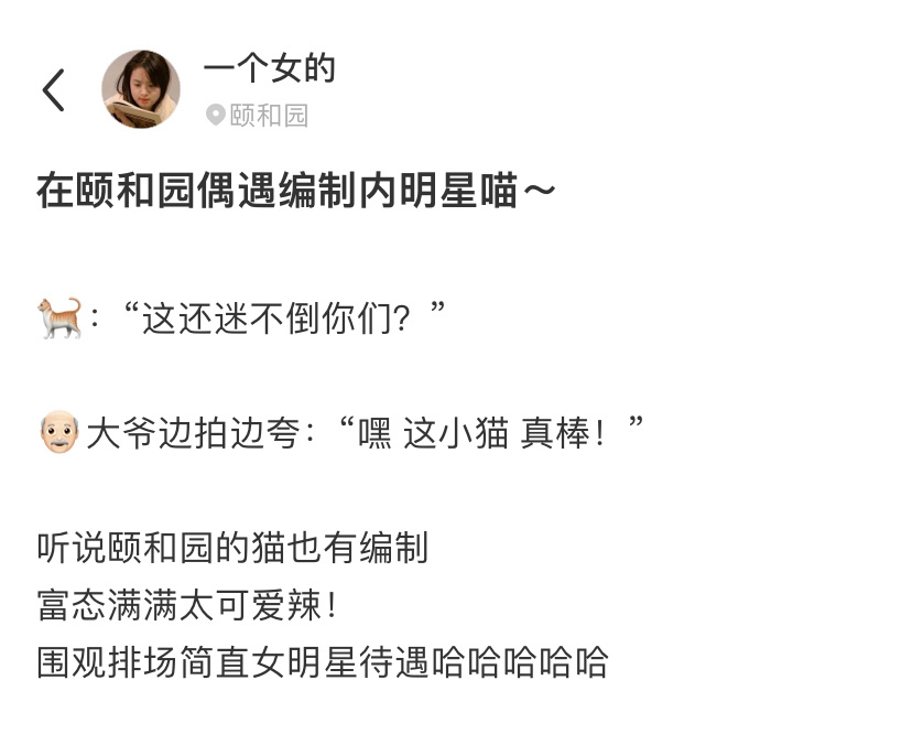 偶遇颐和园的女明星喵，还挺会摆pose的嘞[开学季] ​​​