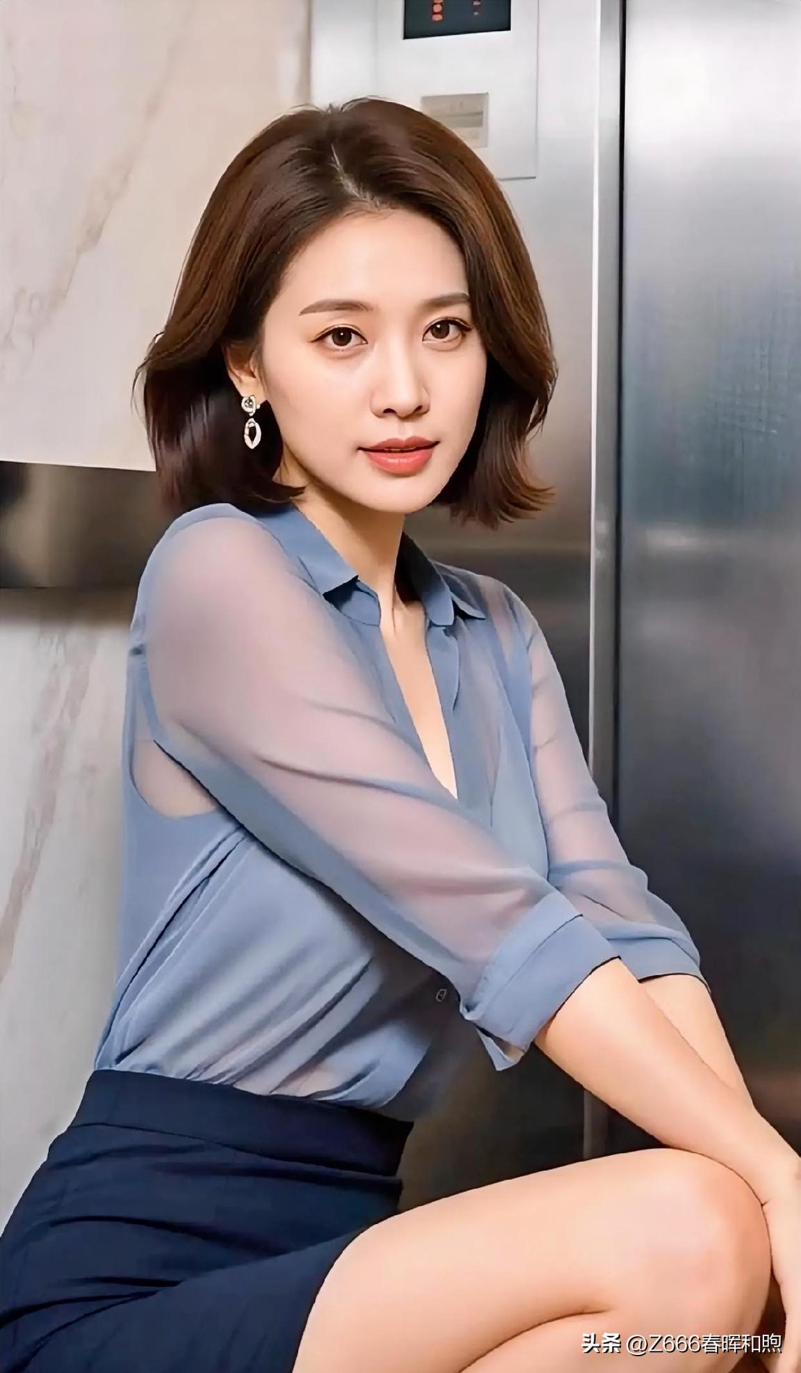 《优雅自成诗》

蓝衫轻透，笑意温婉。

短发利落，气质如兰。

静守时光，内心