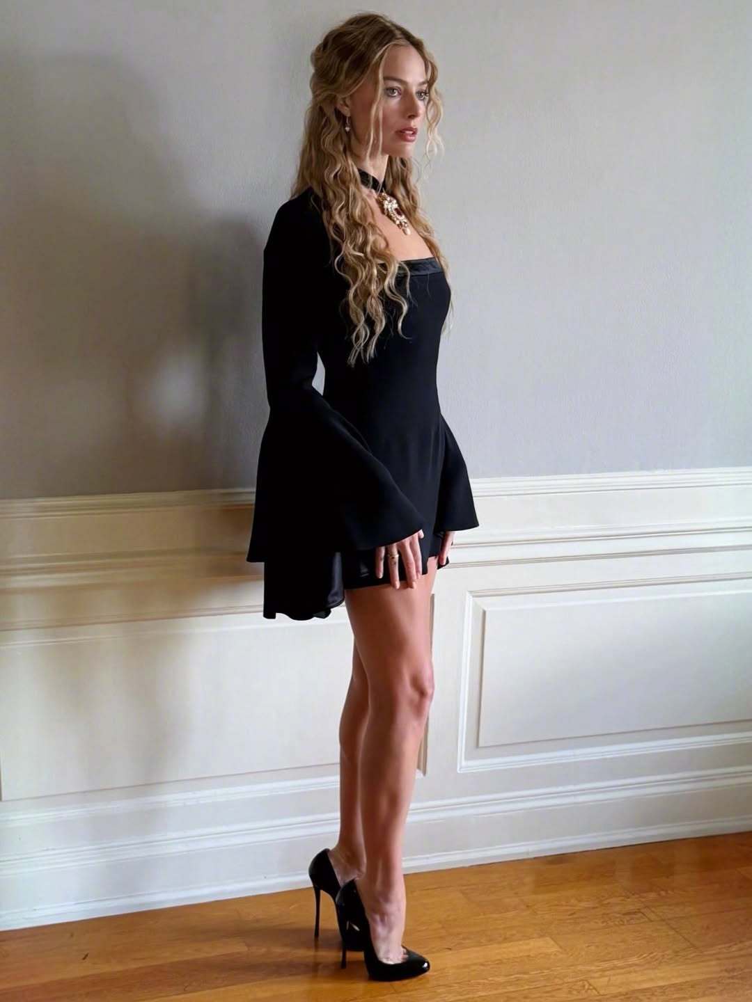 Margot Robbie近期开始宣传《呼啸山庄》，好美的妆造，好可怕的高跟鞋…