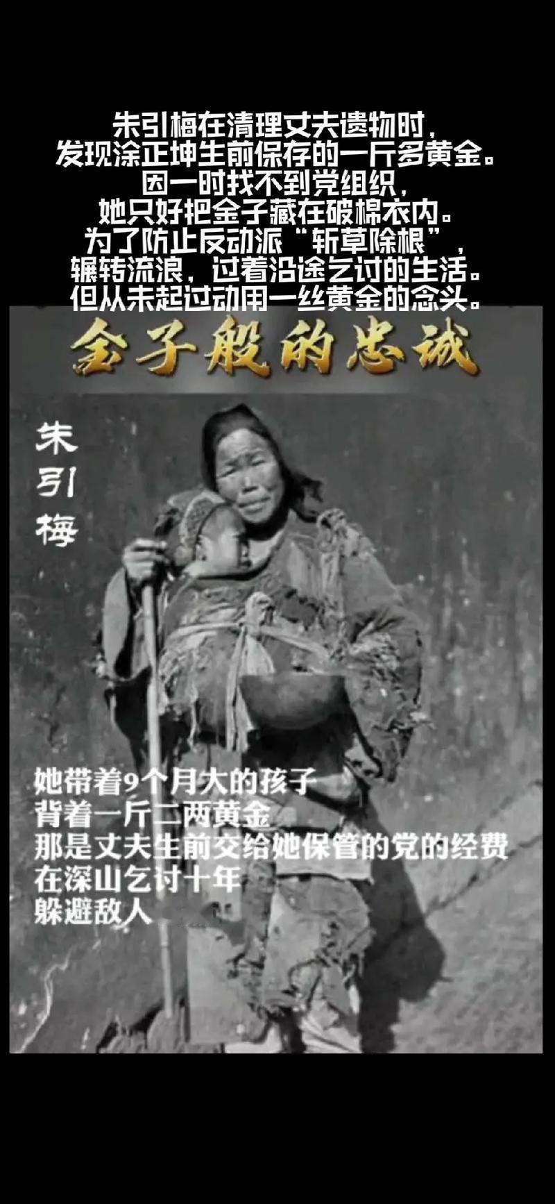 烈士遗孀朱引梅，背着黄金乞讨10年，她带着9个月的孩子背着1斤2两黄金，深山乞讨