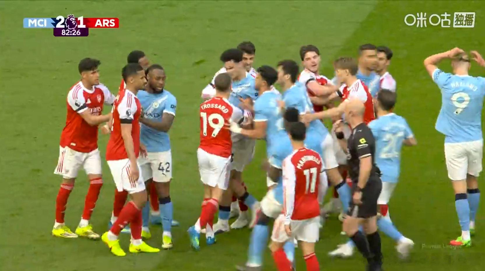 第83分钟，哈兰德和加布顶牛引起了冲突！！！曼城vs阿森纳