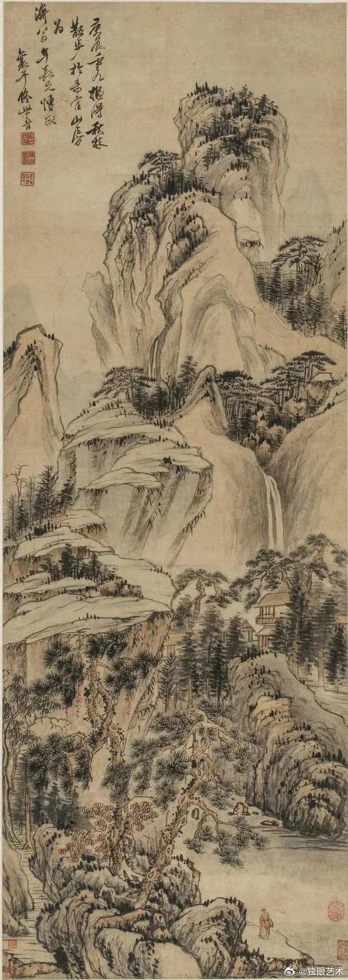 清·佟世晋的《秋林散步图》，那可是一幅韵味十足的画作。画面中，秋林的景致被描绘得