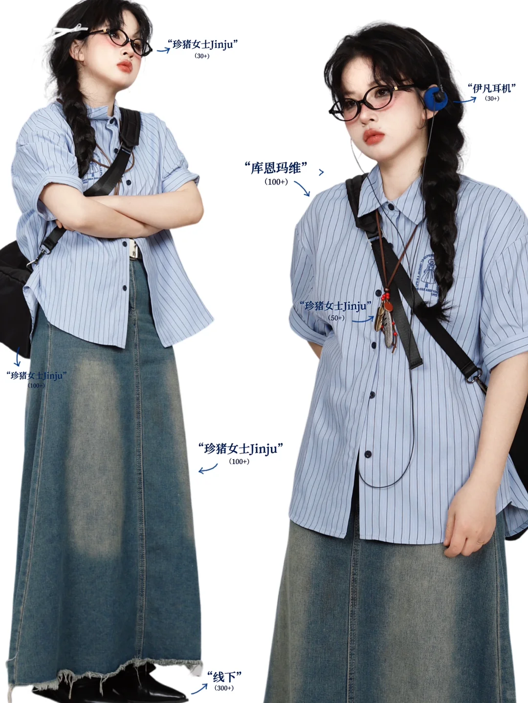 复古outfits｜*艺术生衬衫叠穿look📧条纹控