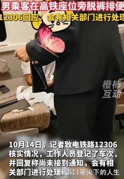 真是岂有此理！密闭高铁车厢里，男子当众在座位上随地排便，这恶心离谱的一幕直接刷屏