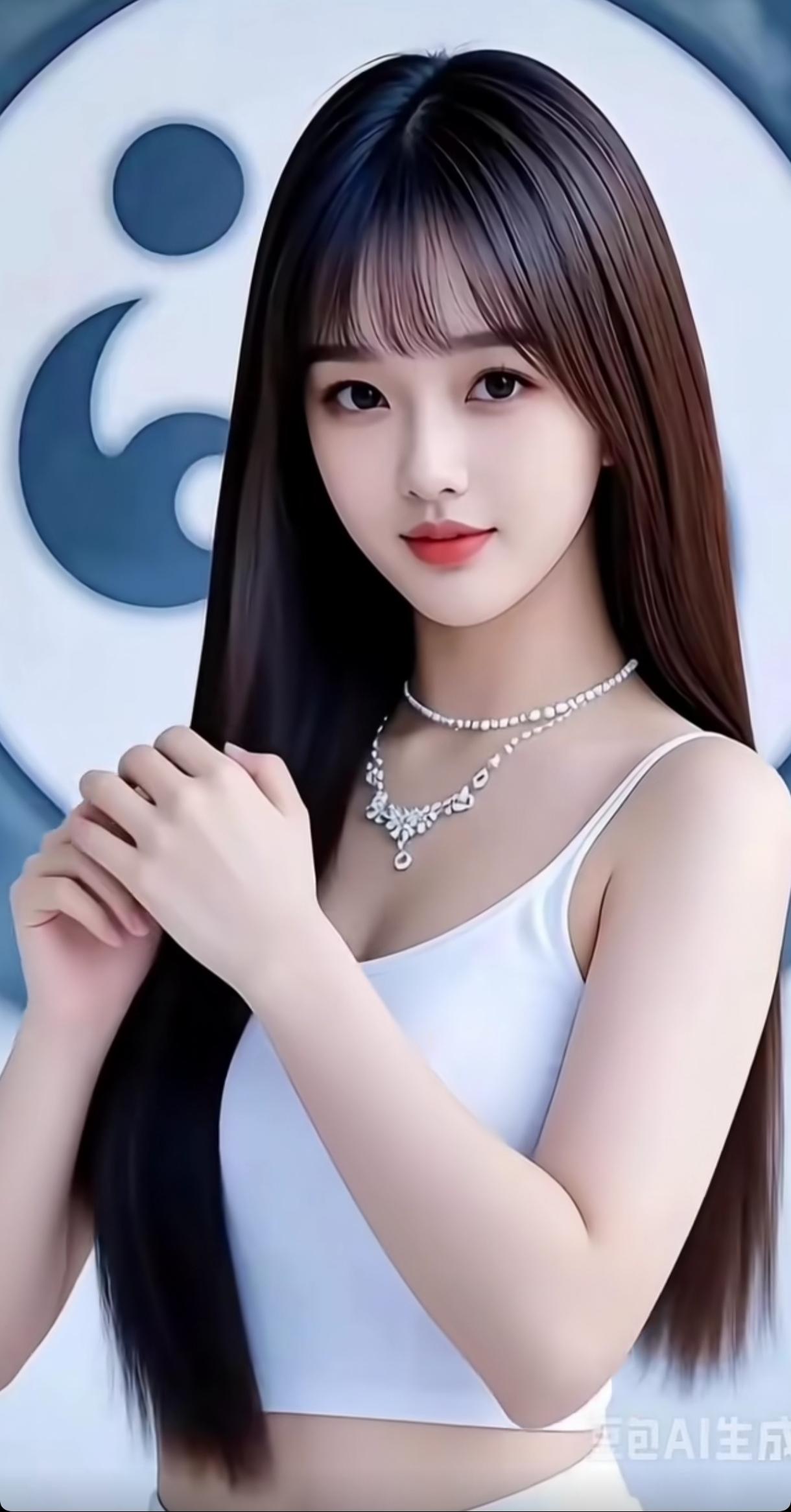 优雅气质，珍珠项链点缀，白衣少女，甜美动人。每日一图随手拍 珍珠项链照 珍珠淑女