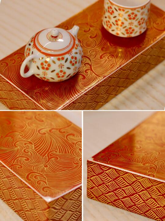 【定制臻品】红地描金海浪纹金砖✨