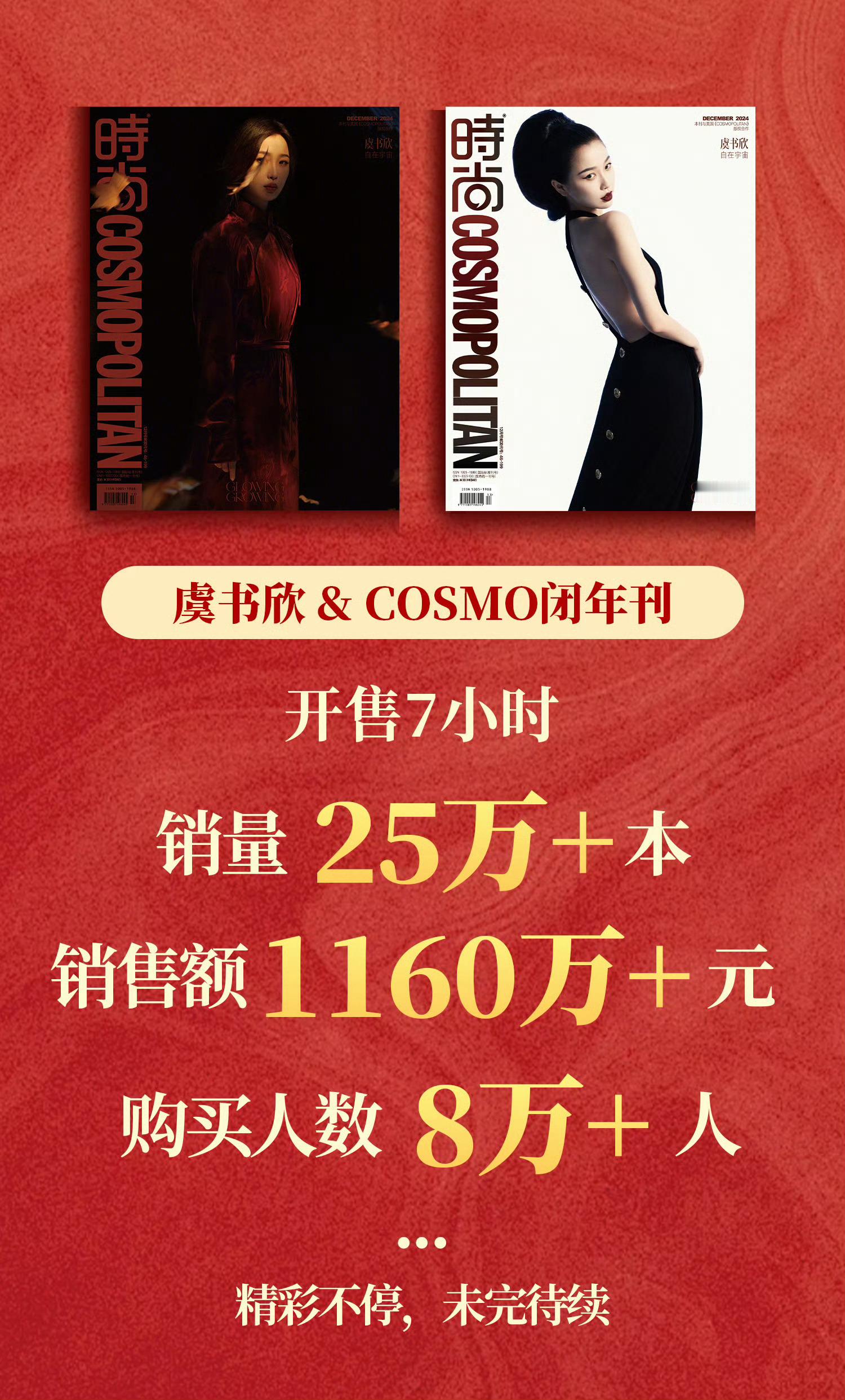 虞书欣首登五大女刊杂志销量成绩斐然‼️开售仅7个小时销售额就突破了1160万！！