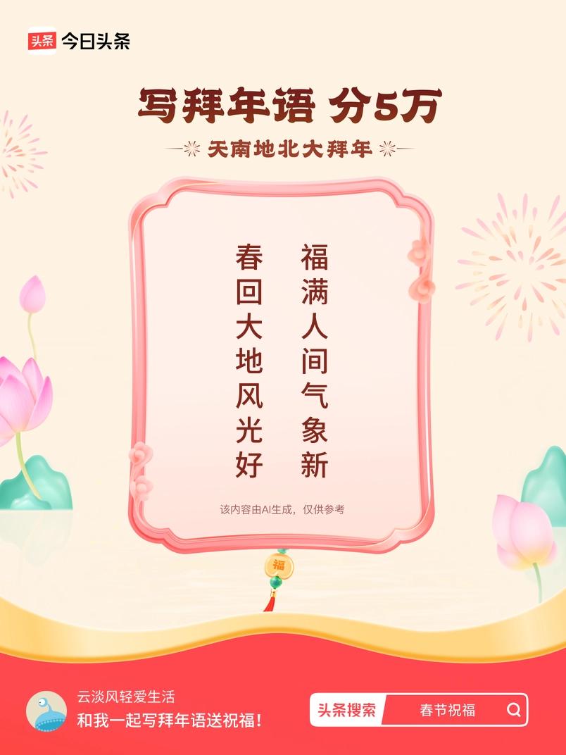 写拜年语送祝福新春拜年送祝福！我的祝福是：“春回大地风光好，福满人间气象新”！快