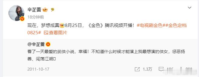 辛芷蕾14年前的侠女梦终于成真了辛芷蕾callback14年前的梦想十四年前憧憬