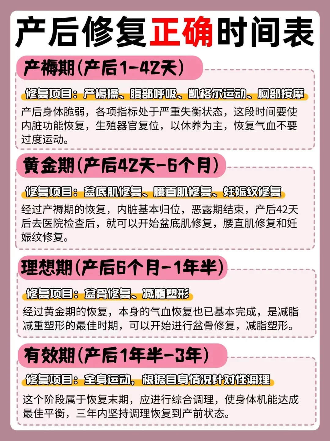 产后恢复正确时间表！11个黄金动作都在这了