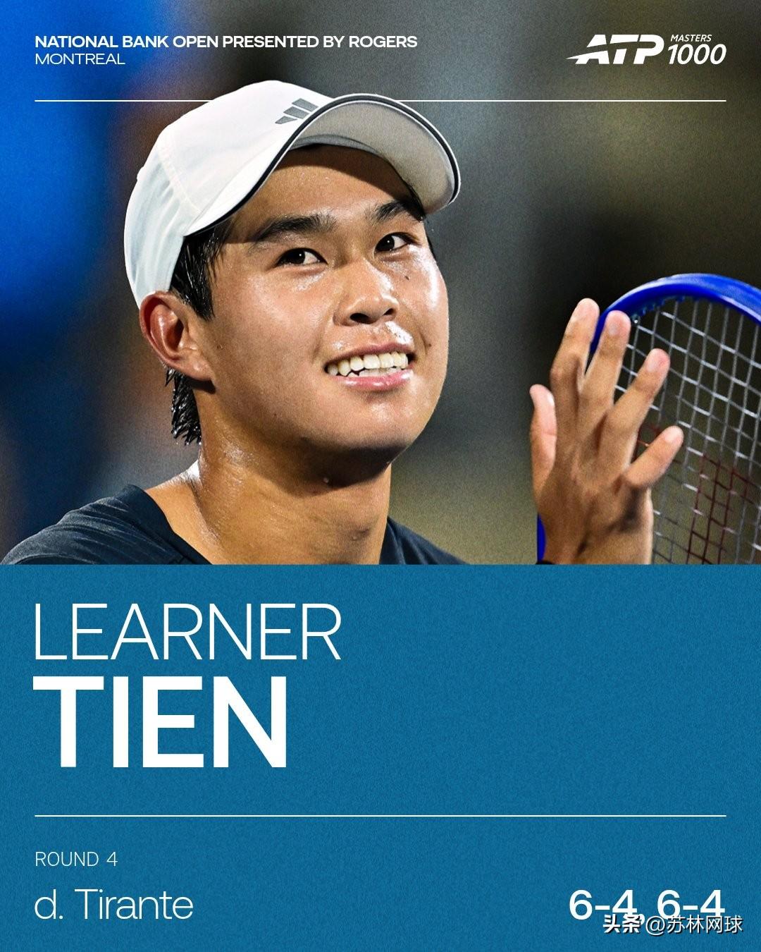 ATP1000蒙特利尔大师赛
🇺🇸勒纳钱6-4/6-4蒂兰特🇦🇷
🇺?