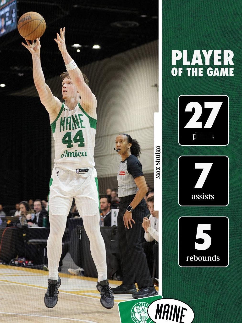 缅因州凯尔特人 Player Of The Game : Max Shulga 