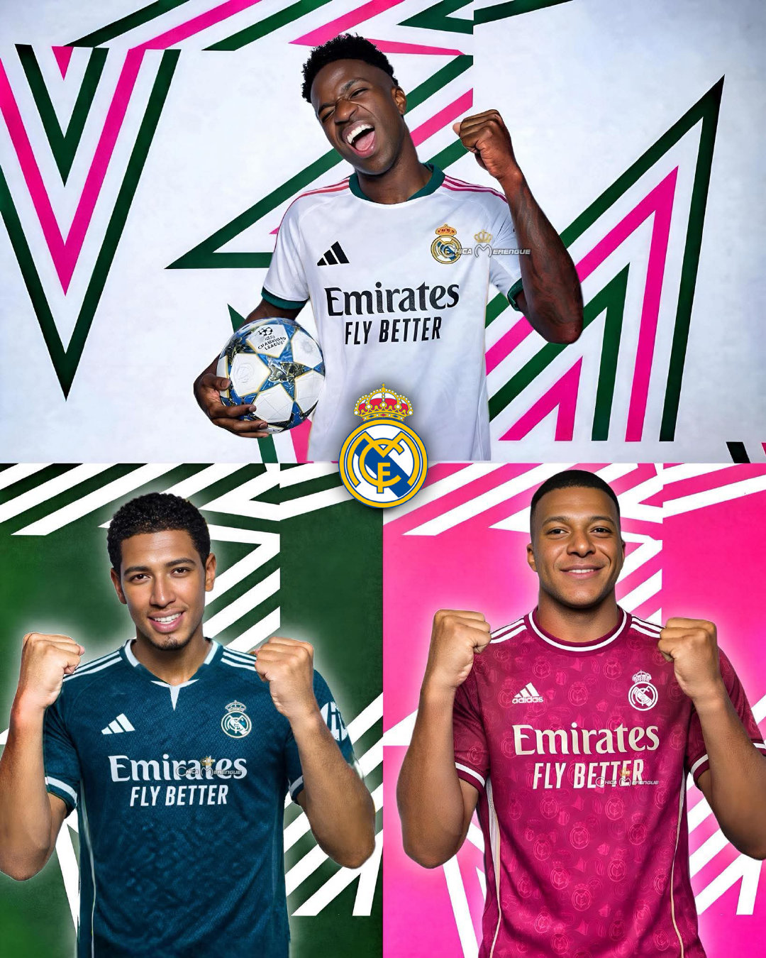 下赛季主、客、二客球衣。halamadrid