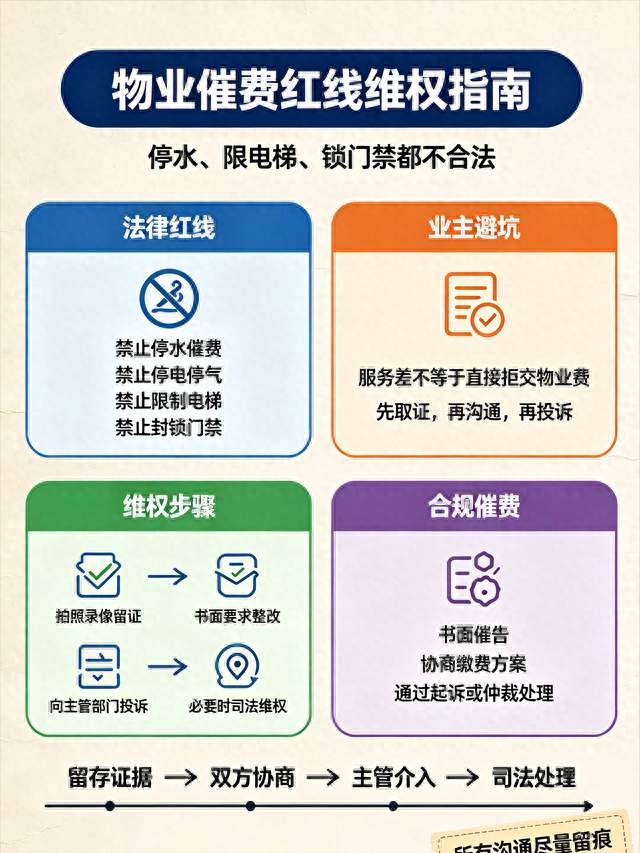欠物业费就停水、停电梯？明确违法！遇到这种物业直接维权