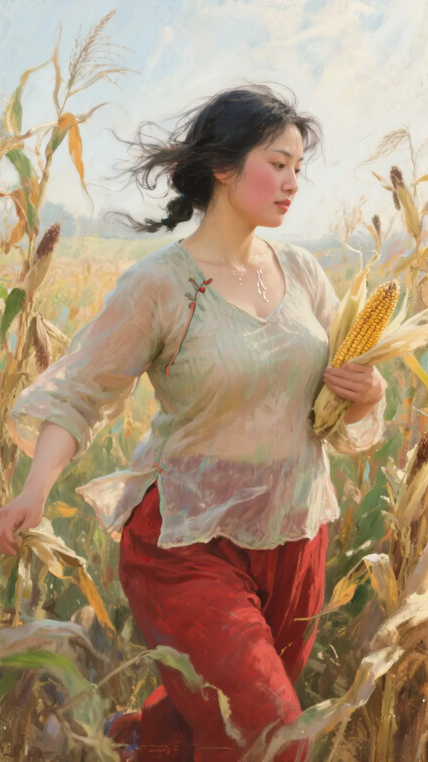 油画 玉米 乡村田野
