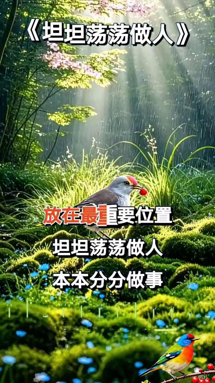 《坦坦荡荡做人》。
坦坦荡荡做人，本本分分做事。走在人生这条路上，早有认知，有啥