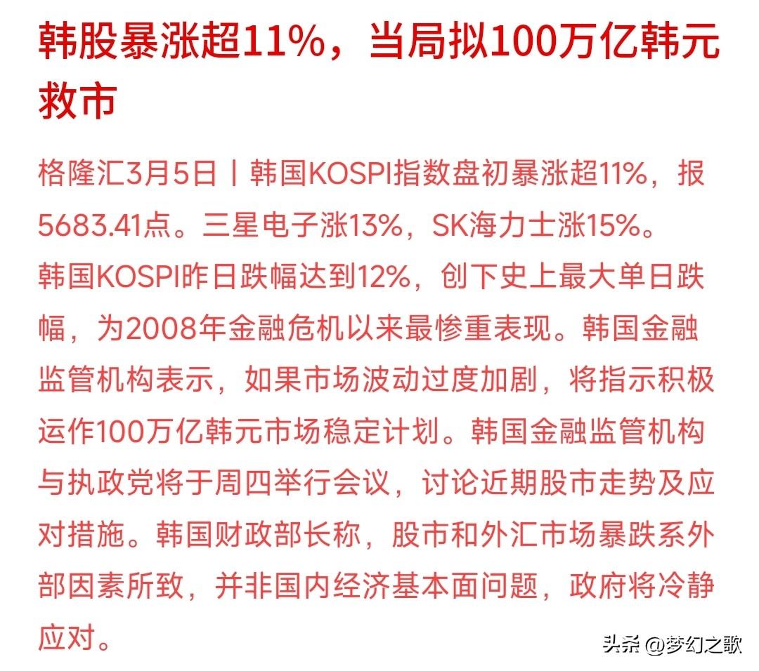 暴涨暴跌？看看韩国股市就知道了
韩国股市由于去年和今年一路大涨，积累大量的获利盘