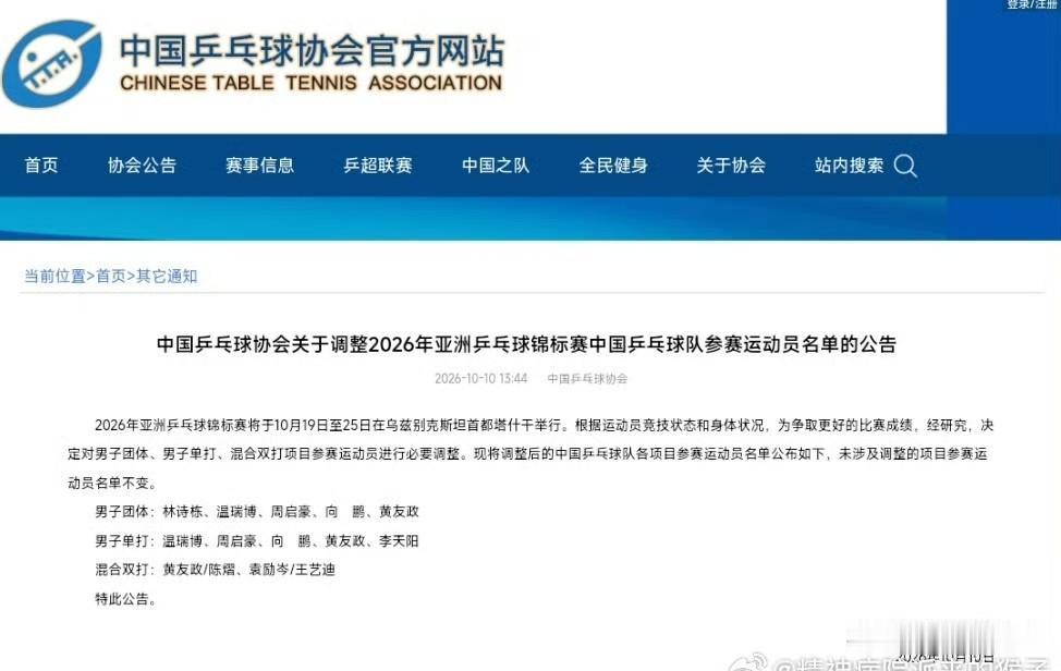 亚锦赛突发变动，因林诗栋、梁靖崑身体伤病原因，林诗栋取消混双和和男子单打，梁靖崑