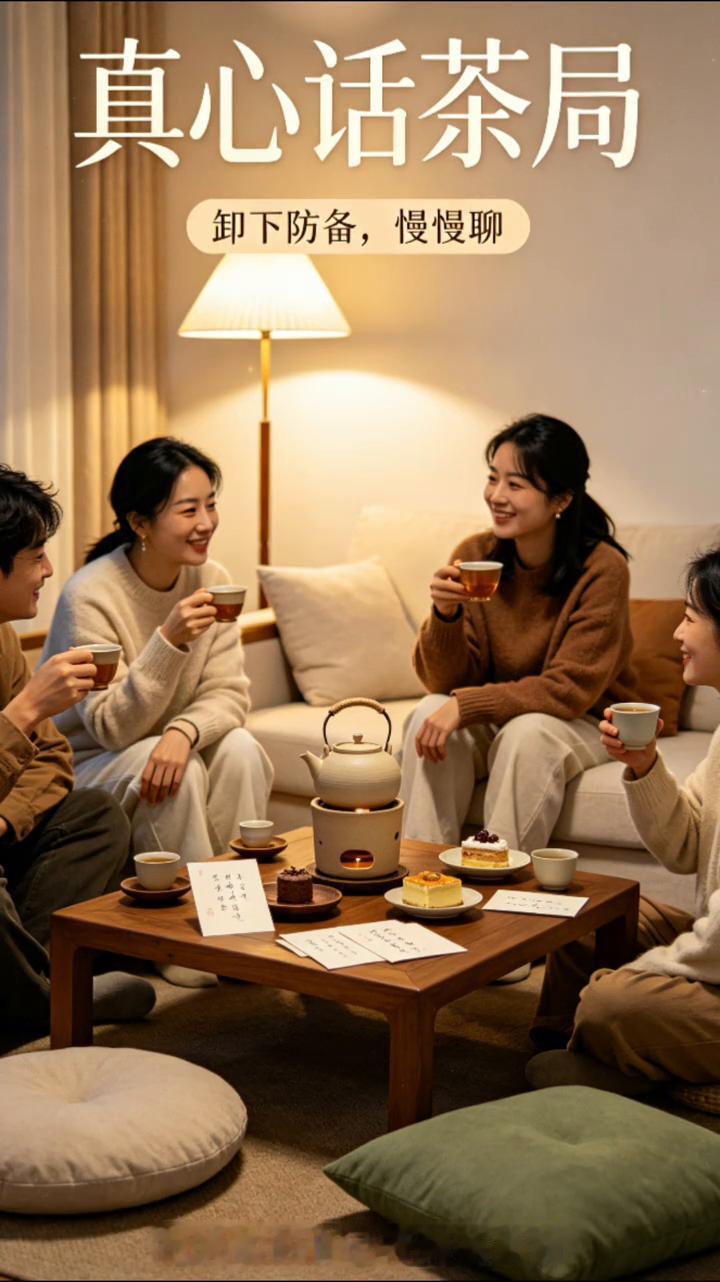 真心话茶局。
卸下防备，慢慢聊。把真实的自己带到茶桌前。