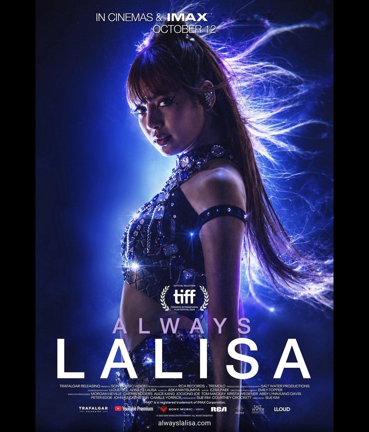 小五IG更新！很高兴宣布，我的纪录片《Always LALISA》将于10月12