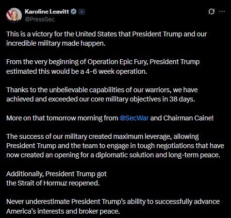 美国白宫新闻发言人卡罗琳·莱维特（Karoline Leavitt）：这是特朗普