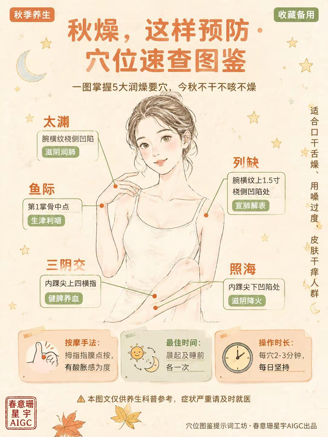 秋天干咳咽痛、皮肤干燥反反复复？别忍着。中医推荐的5个润燥穴位，在家就能按👇1