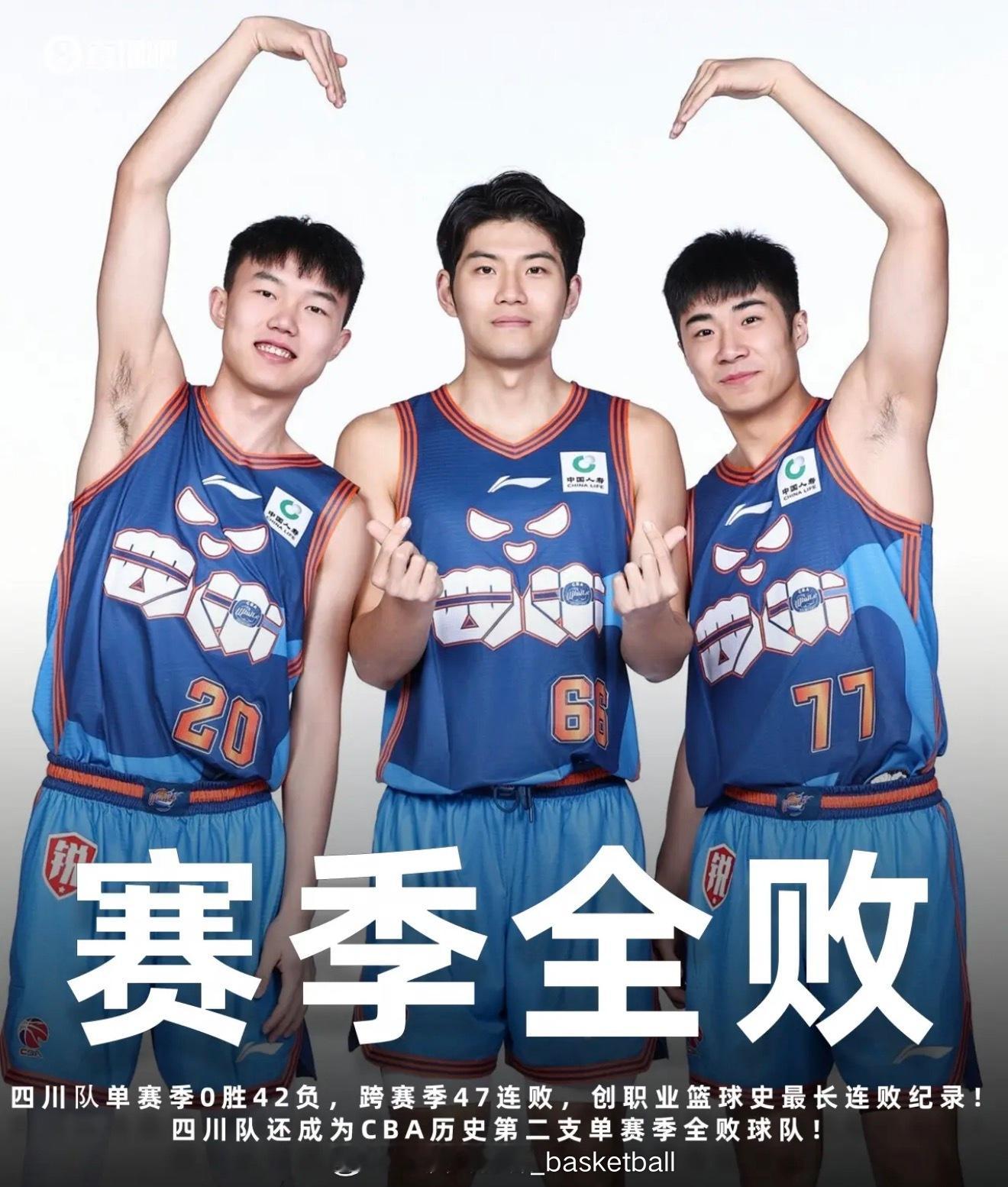 四川男篮在本赛季完成一项壮举，他们实现了单赛季42场全败，跨赛季47连败，这是世