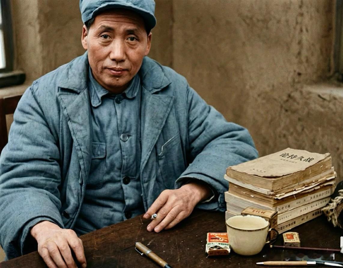 风尘仆仆
衣衫染尘
初到陕北的伟人面黄肌瘦、憔悴不堪。
可伟人那双眼睛
依旧澄澈