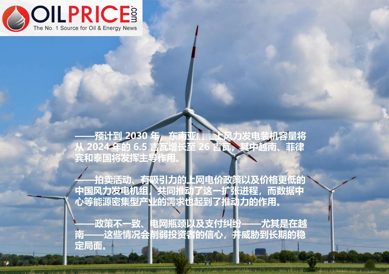 Rystad Energy预测，到 2030 年，东南亚的陆上风能市场预计将增长