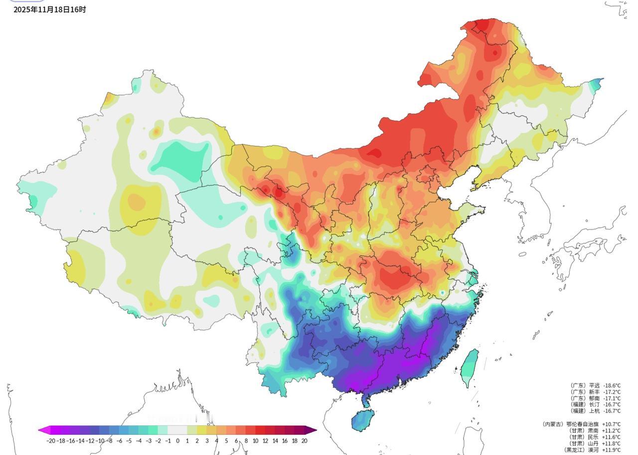 风落岭南，肃秋以寒
今日午后寒潮已经深入岭南，在与高空槽水汽输送的配合下华南等地