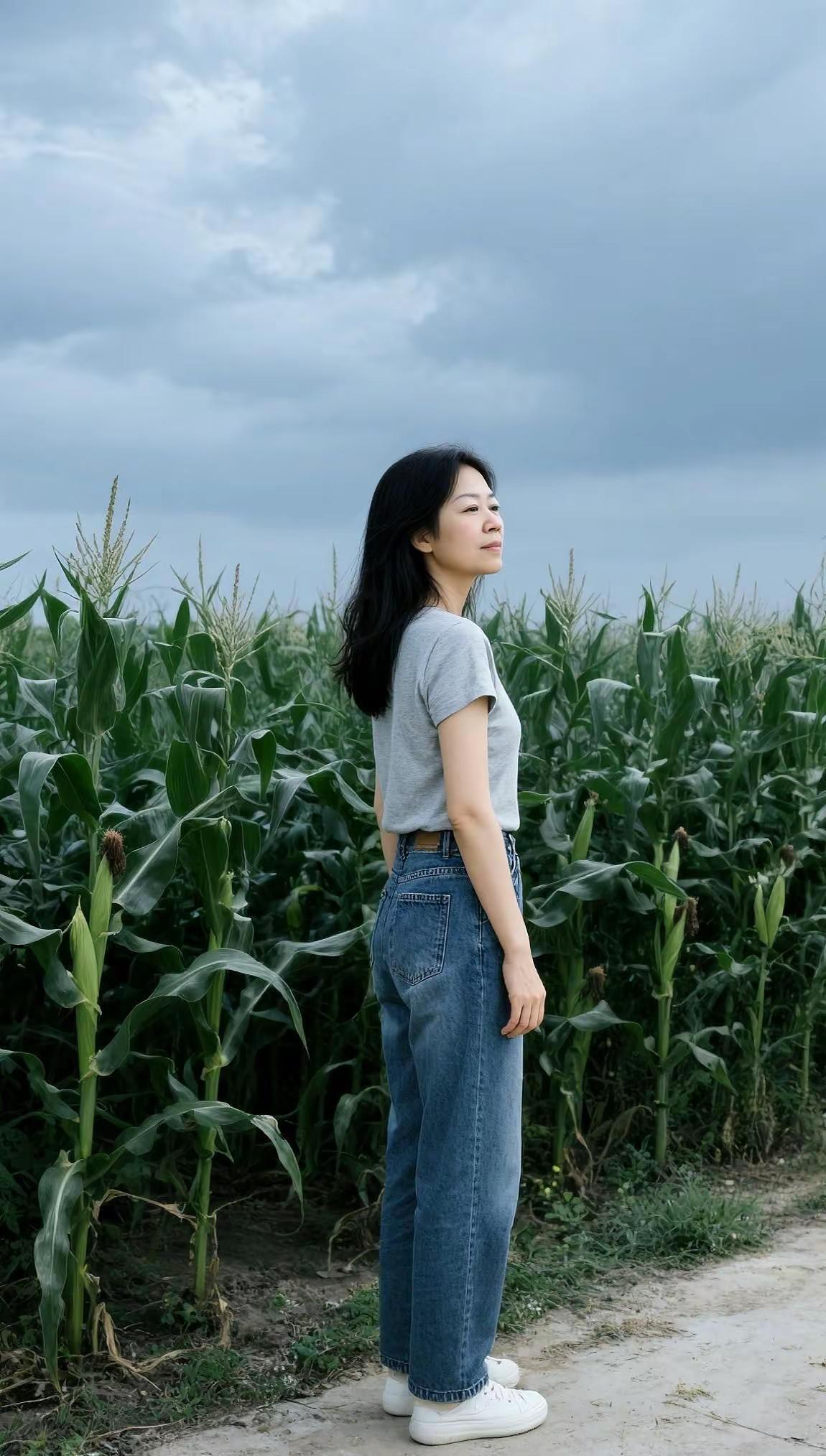 我是农村人。AI玉米地时尚风