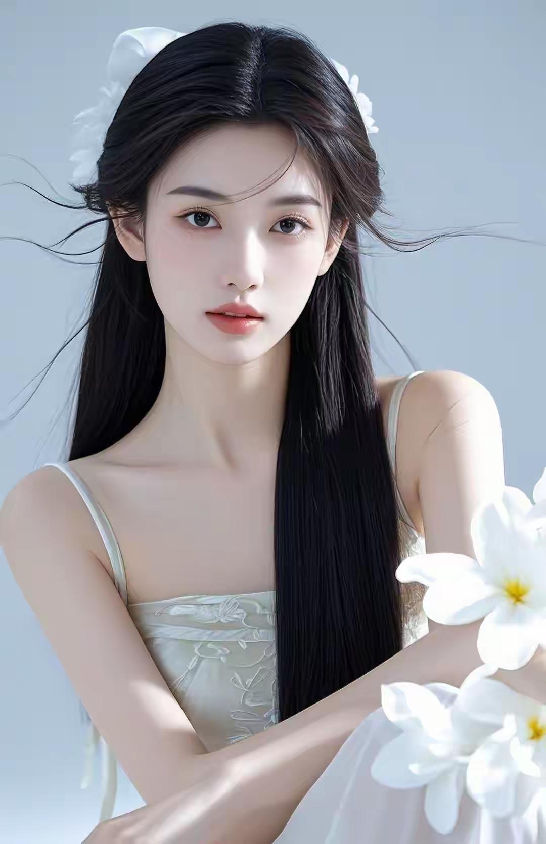 温柔仙气少女，花海中的梦幻之美