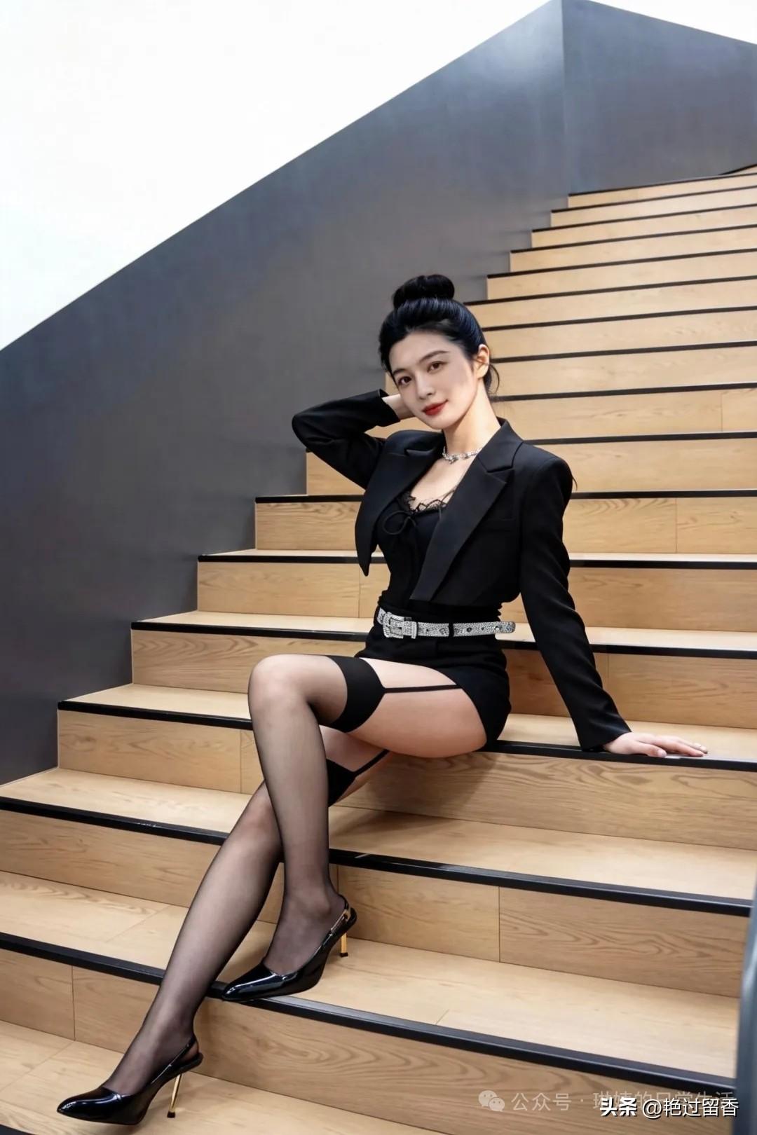 优雅黑裙，自信姿态，步步生辉！