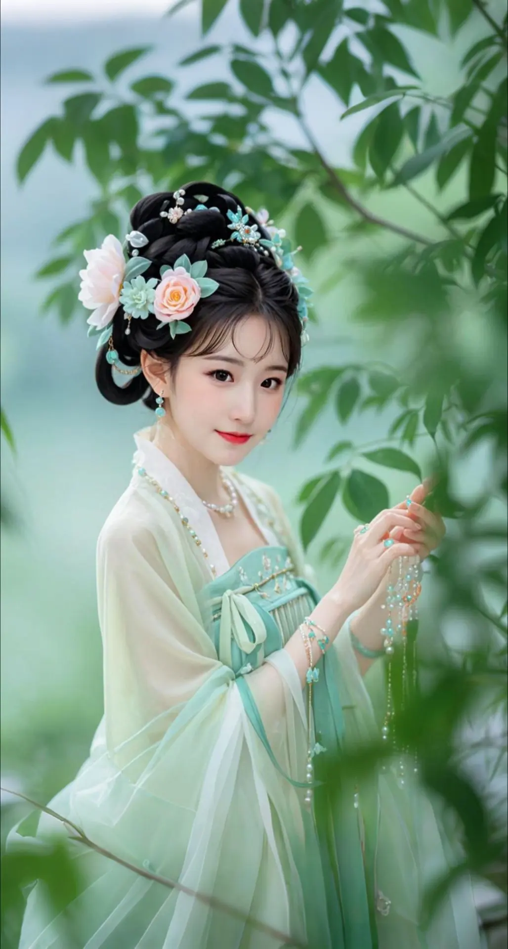 AI扩图 AI翠裳玉颜写真