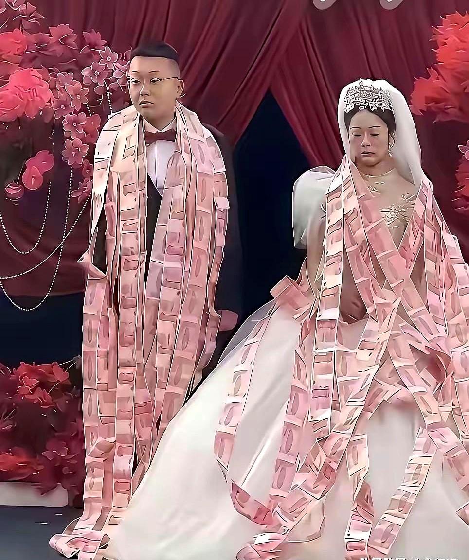 灯光一亮、掌声一响，红毯两侧站满了笑着起哄的亲友，新人牵着手慢慢走上台，花瓣、誓