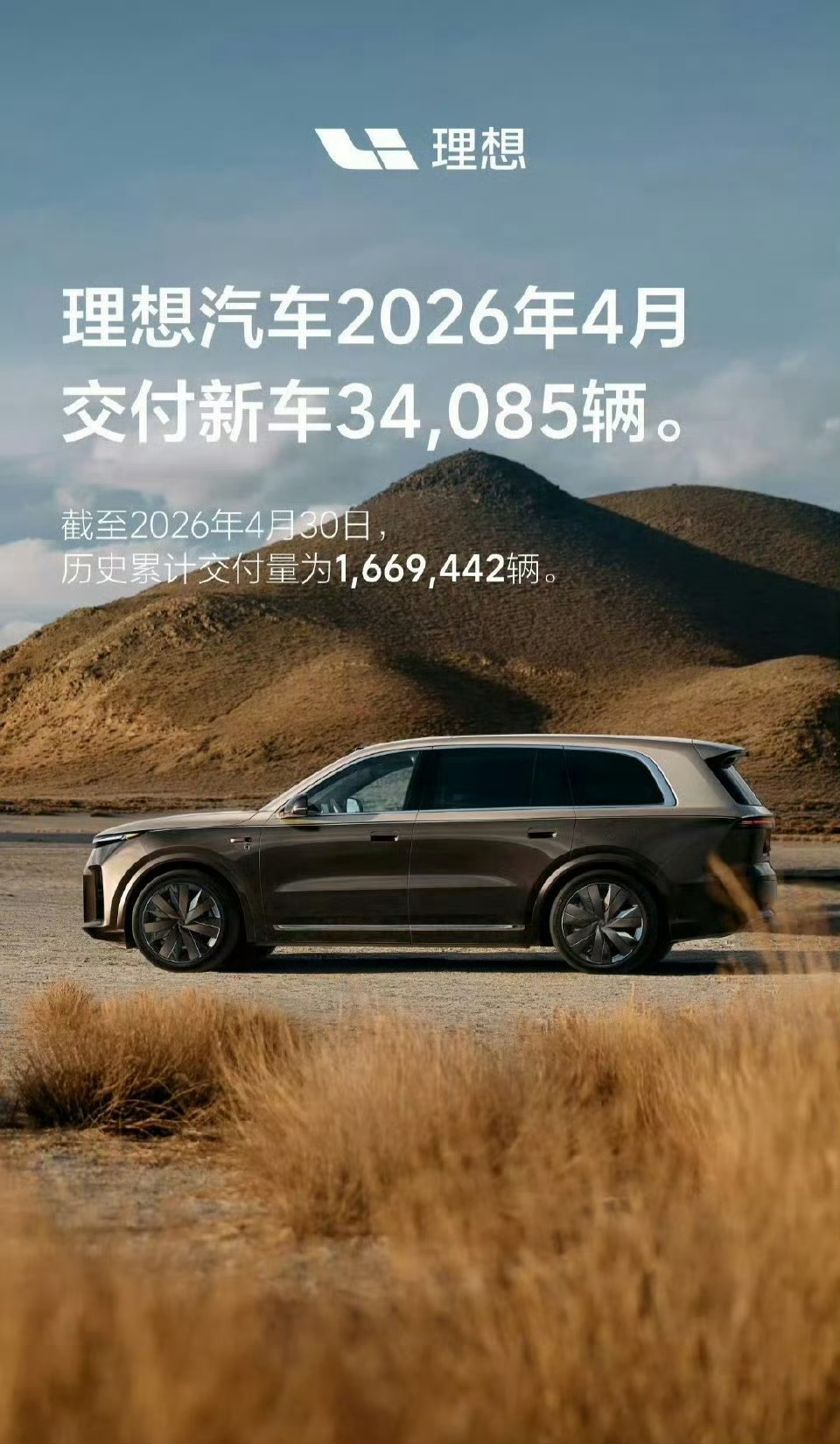 没有新产品的情况下，理想4月交付34085辆。这个成绩如何？理想i6 现在应该是